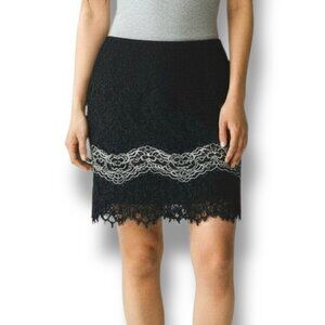 Sandro Paris Size 2 Small Black Lace Mini Scalloped Hem Skirt Designer France